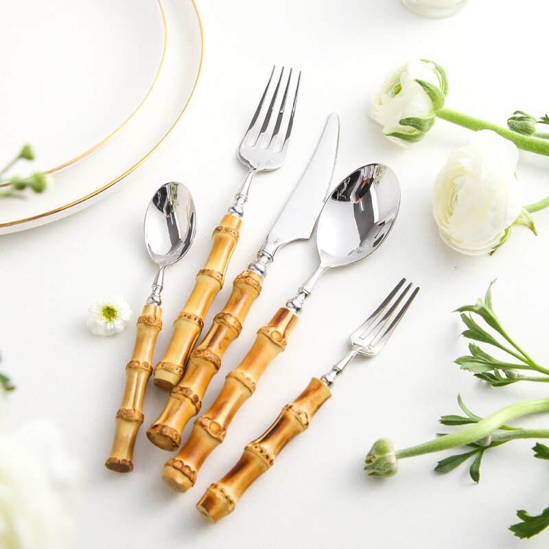 Arashiyama Bamboo & Stainless Steel Cutlery Set – Natural Elegance