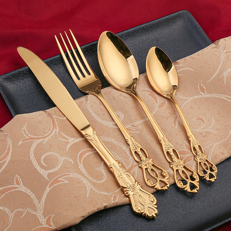 Stainless Steel Cutlery Set with Hand-Forged Finish