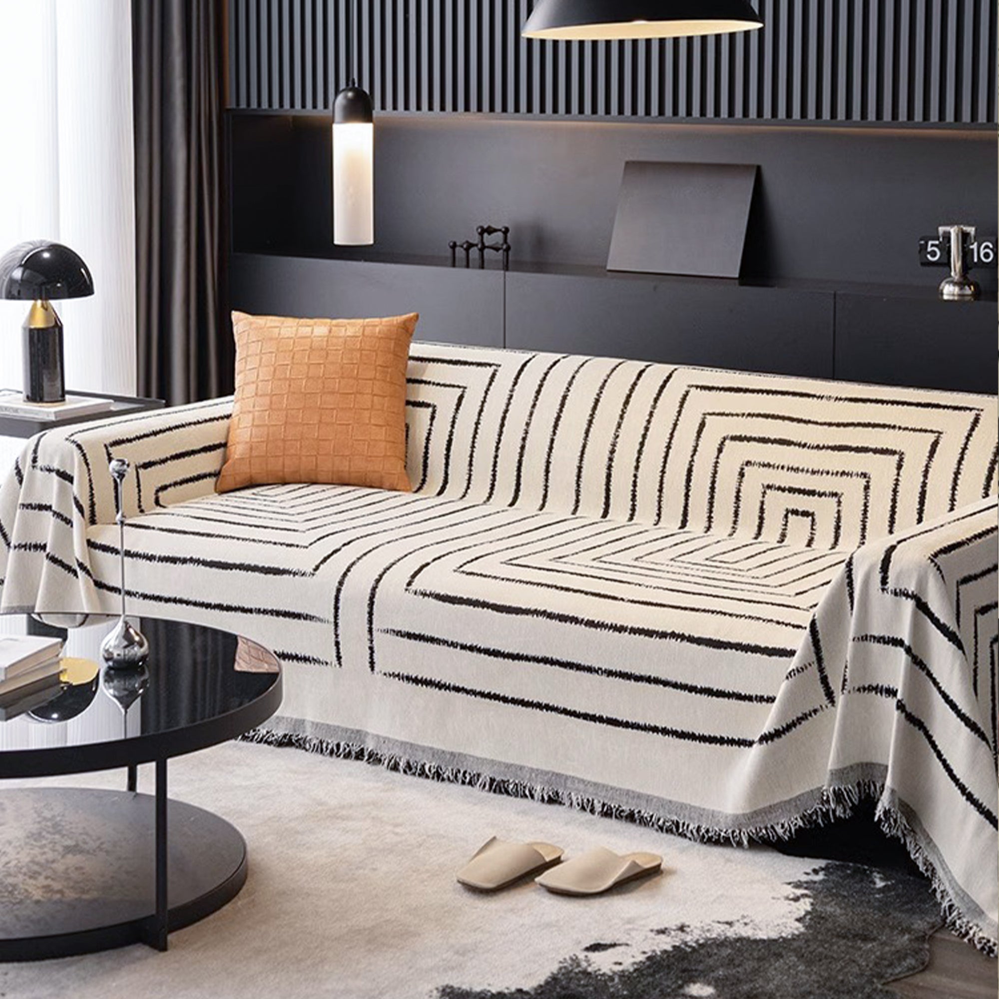 Chic Square Pattern Sofa Cover - Modern, Stylish & Durable Sofa Protection