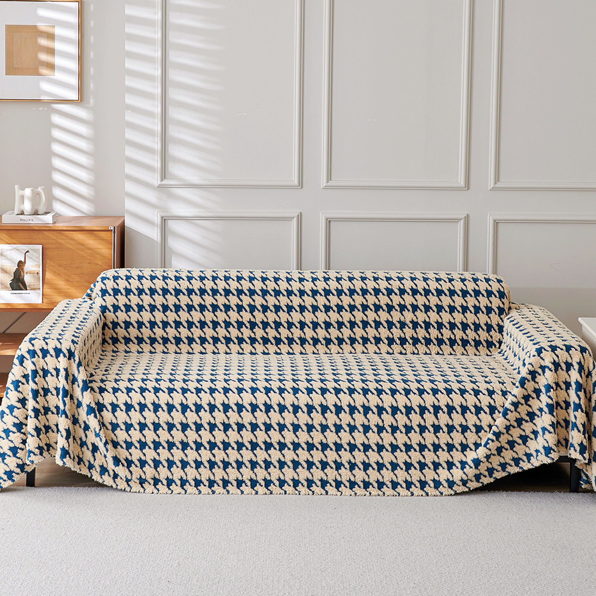 Cozy Houndstooth Sofa Cover  - Modern, Stylish & Durable Sofa Protection