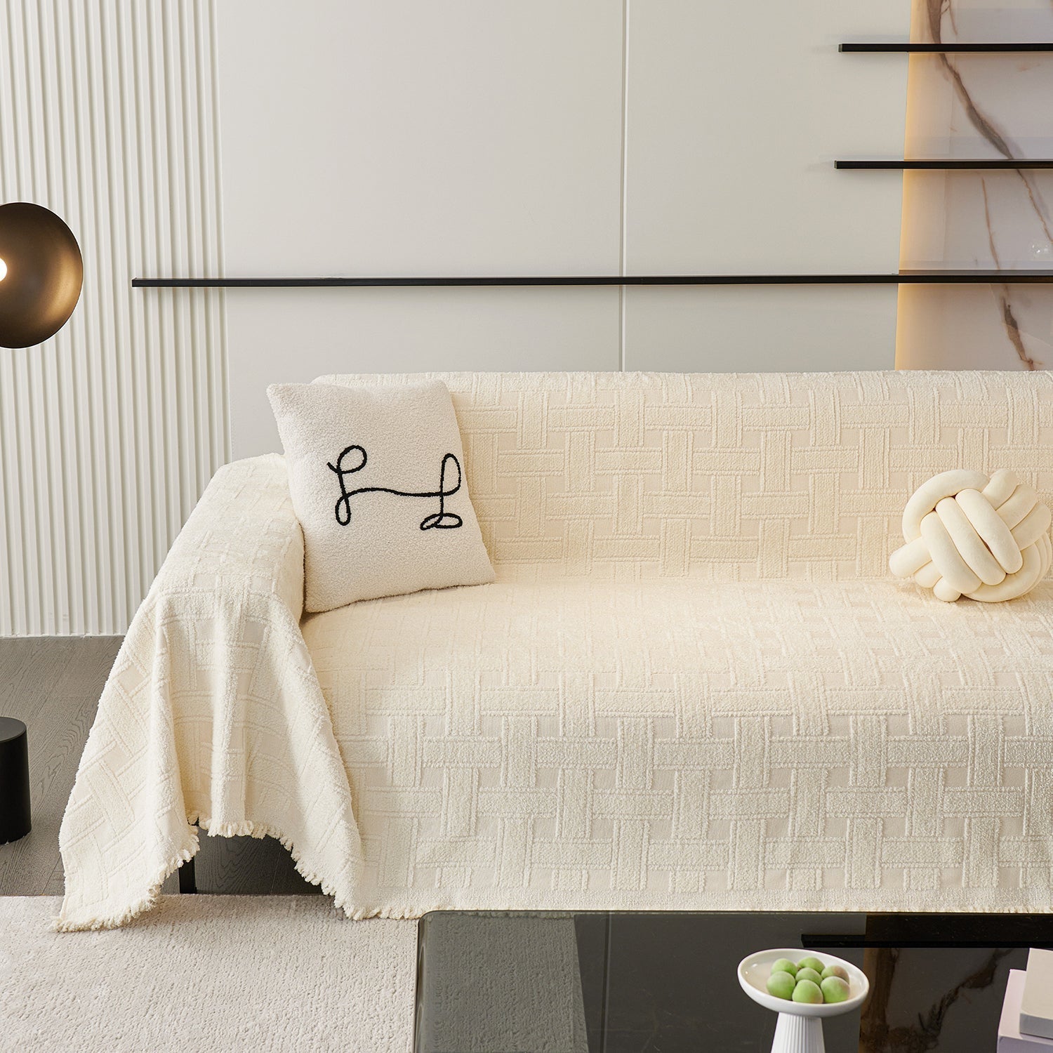 Cozy Winter Crosshatch Style Sofa Cover - Modern, Stylish & Durable Sofa Protection