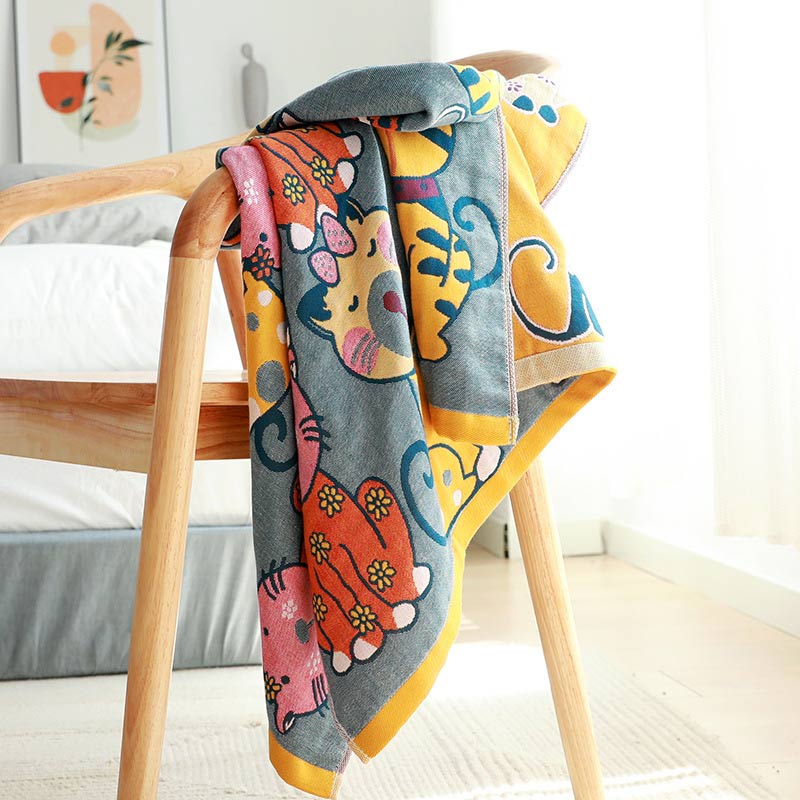 Cat Cotton Bath Towel Baby Blanket Soft Durable