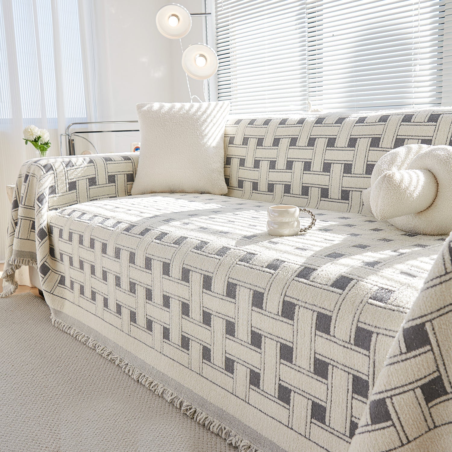 Cozy Winter Crosshatch Style Sofa Cover - Modern, Stylish & Durable Sofa Protection