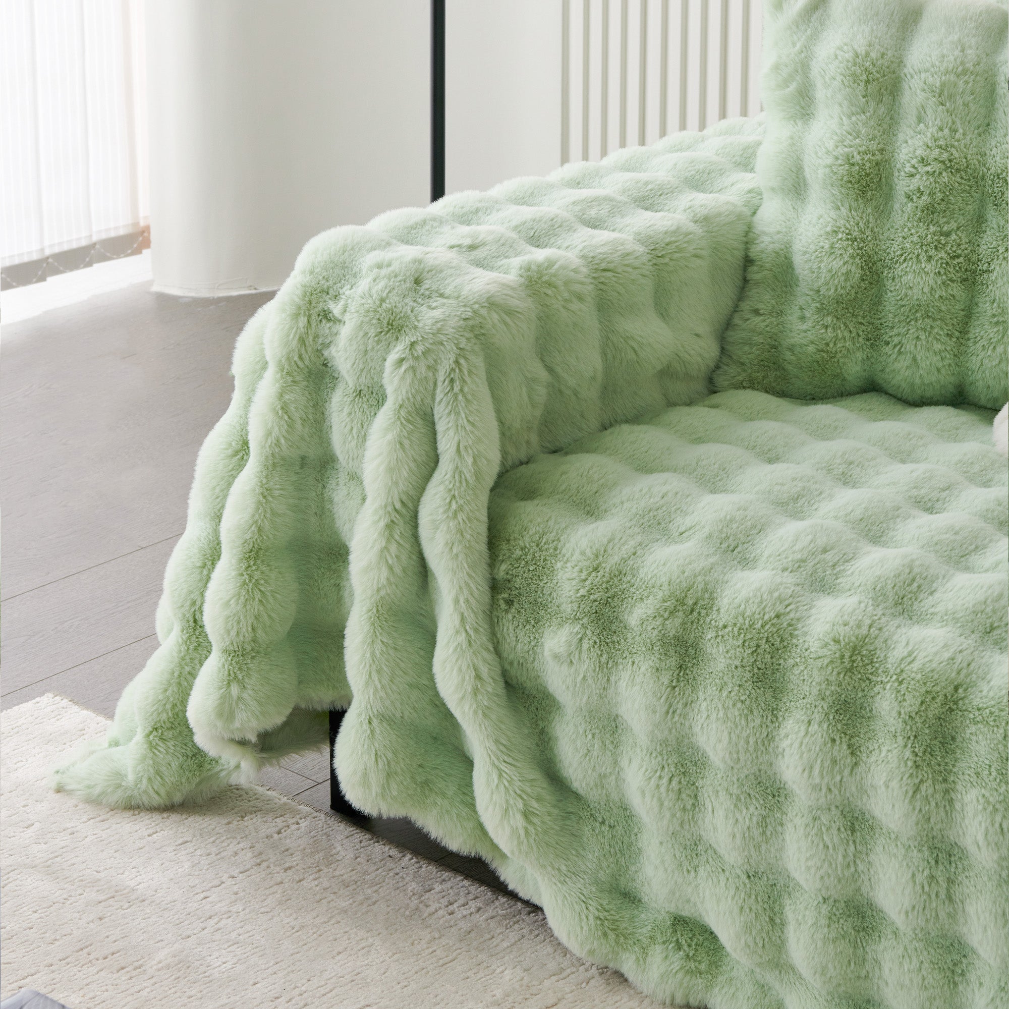 Luxe Ripple Faux Fur Sofa Cover - Modern, Stylish & Durable Sofa Protection