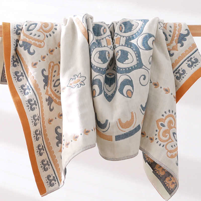 Flower Print Jacquard Cotton Bath Towel 70x140cm