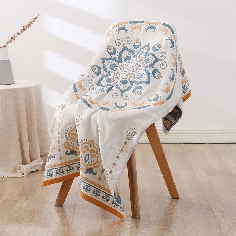 Flower Print Jacquard Cotton Bath Towel 70x140cm