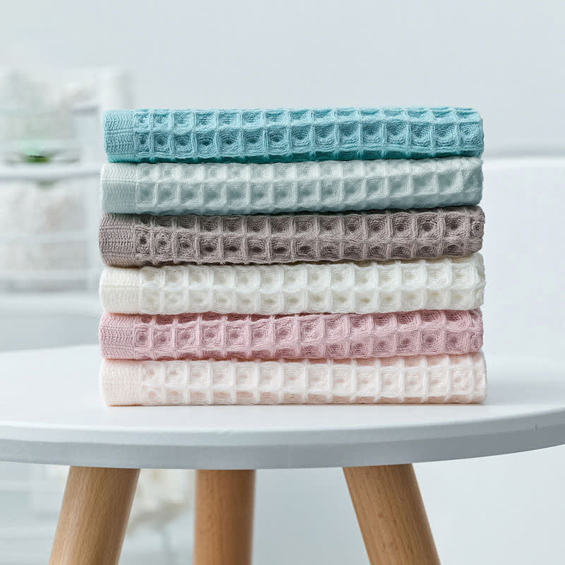 Simple Cotton Waffle Weave Towel 6PCS Eco Friendly