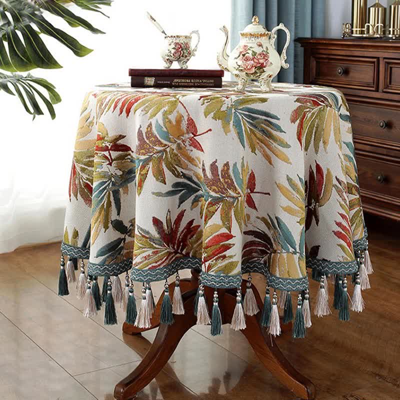 Chenille Jacquard Floral Tablecloth