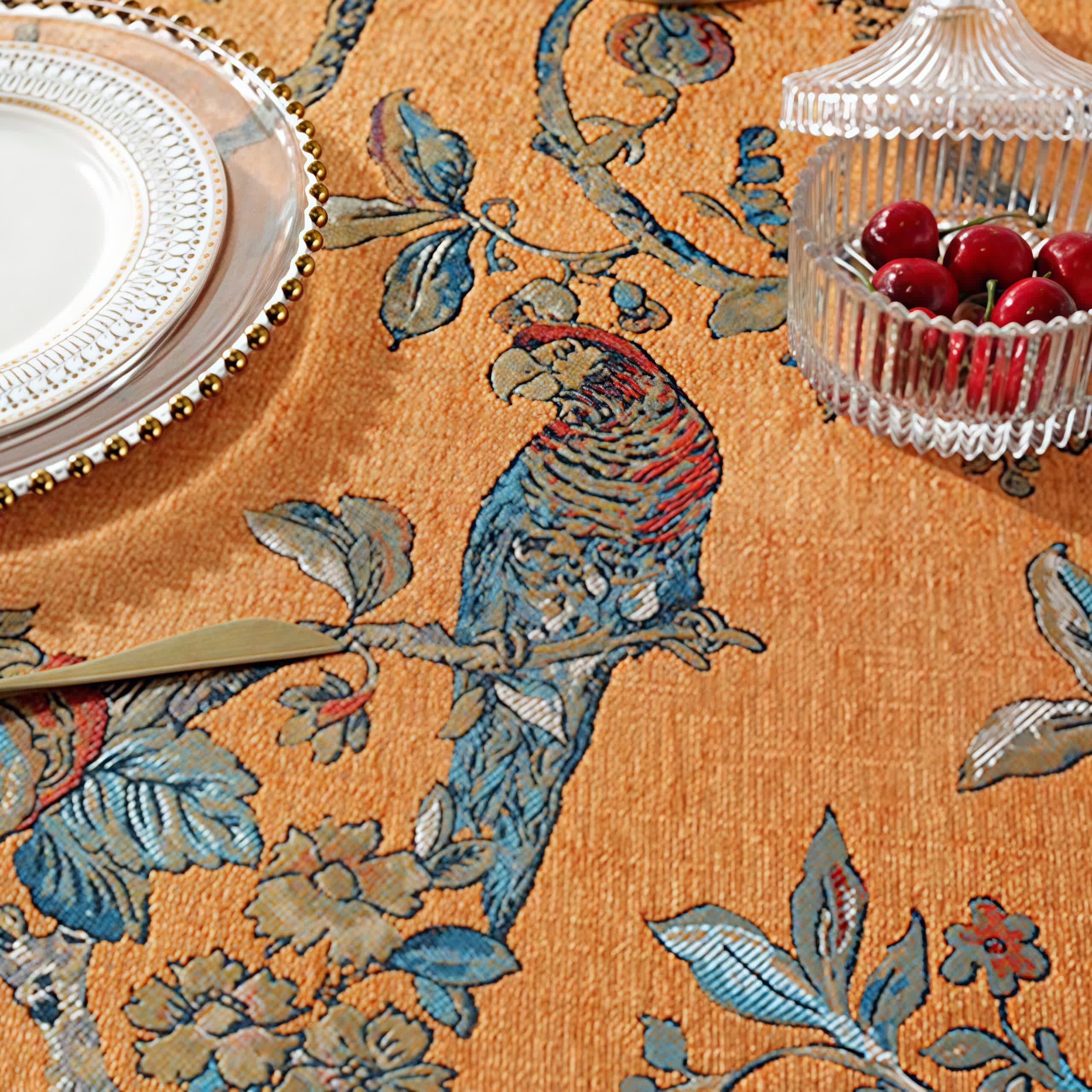 Chenille Jacquard Floral Tablecloth