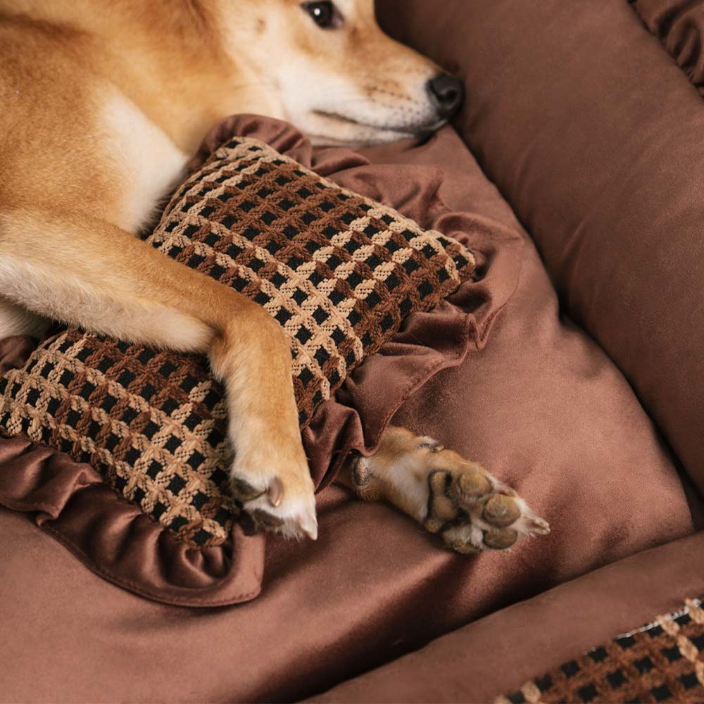 Bliss Bolster Orthopedic Dog Bed Velvet Foam Supportive Design