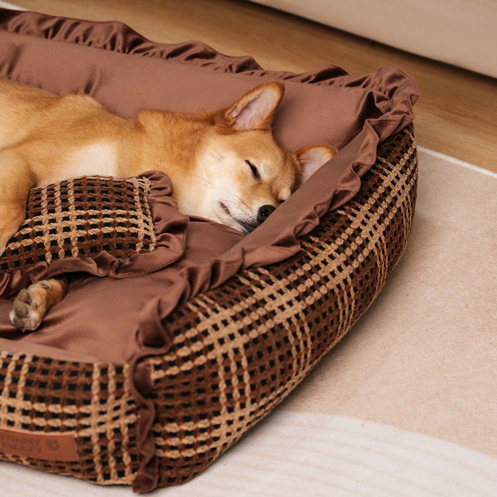 Bliss Bolster Orthopedic Dog Bed Velvet Foam Supportive Design