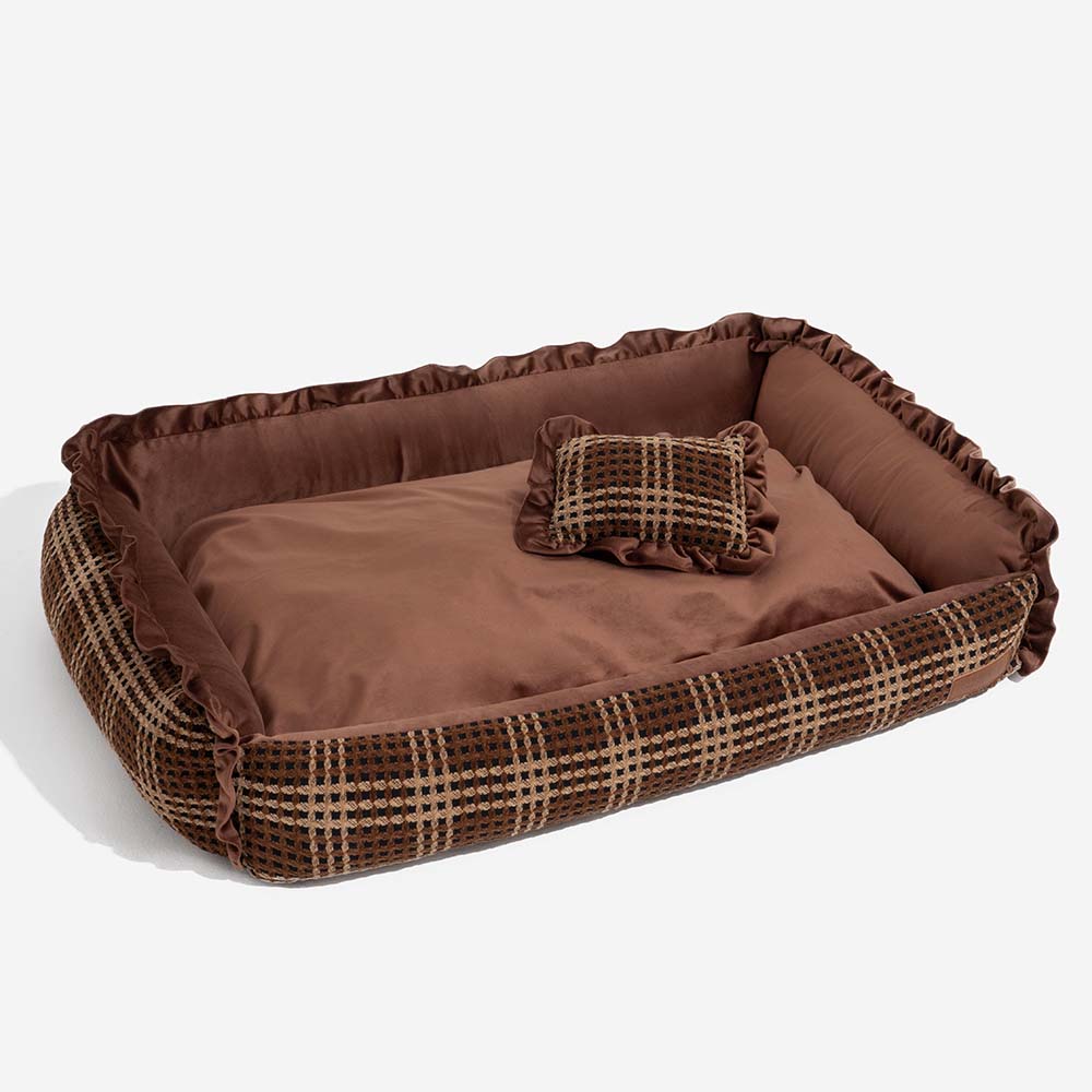 Bliss Bolster Orthopedic Dog Bed Velvet Foam Supportive Design