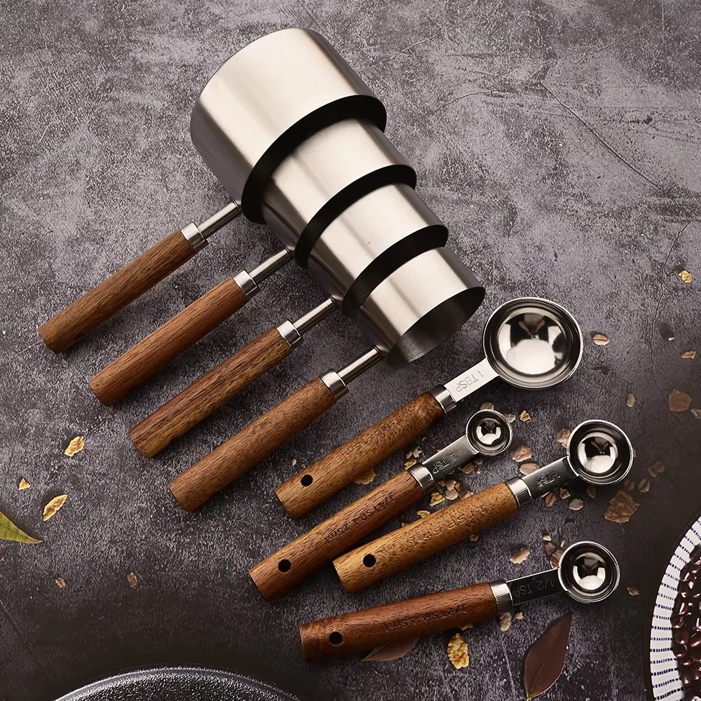 TimberScale 8-Piece Measuring Set in Solid Oak & Stainless Steel