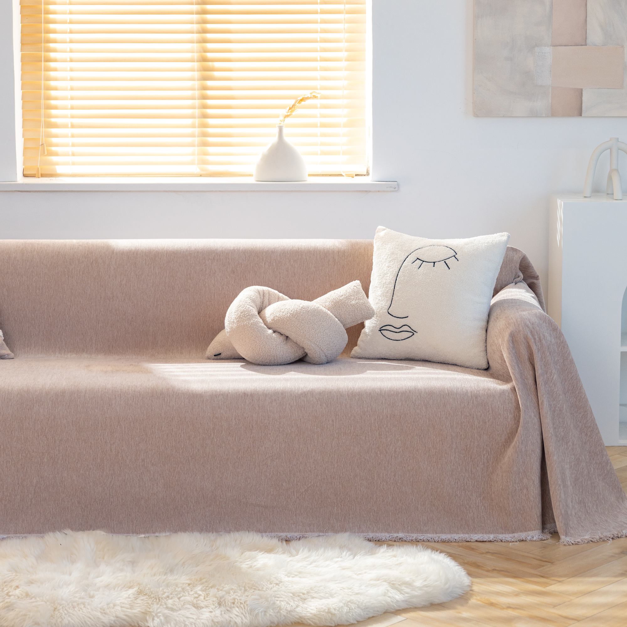 Smooth Mocha Sofa Cover - Modern, Stylish & Durable Sofa Protection