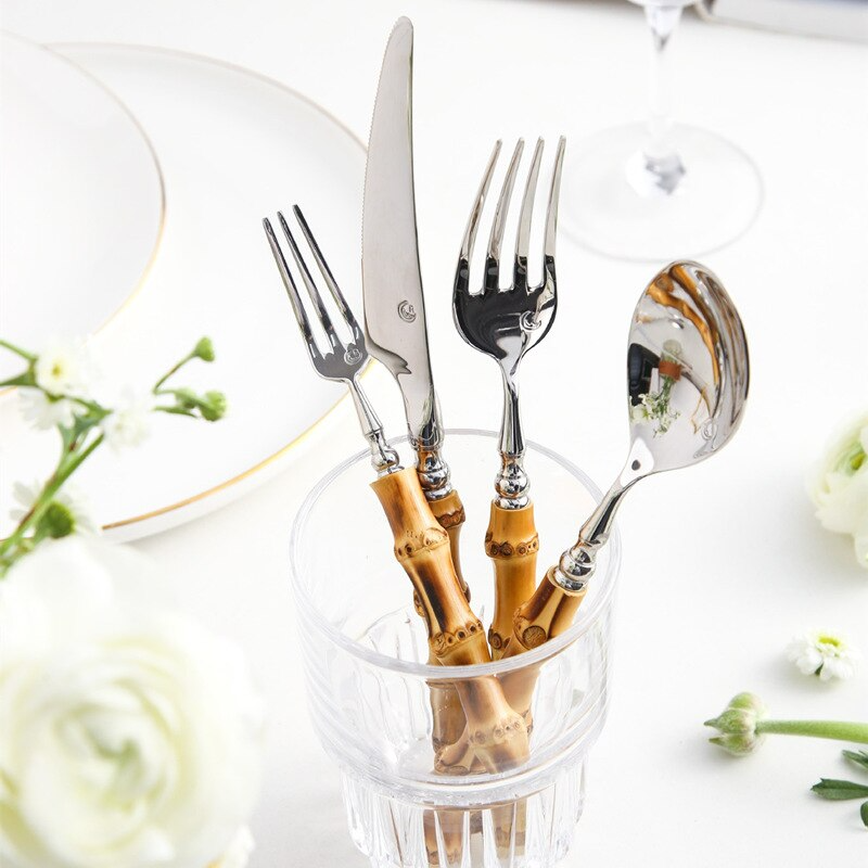 Arashiyama Bamboo & Stainless Steel Cutlery Set – Natural Elegance