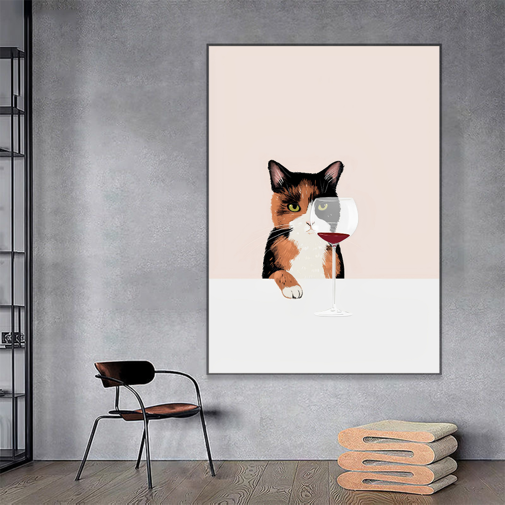 Vintage Cats Anime Poster - Black and White Kawaii Decor
