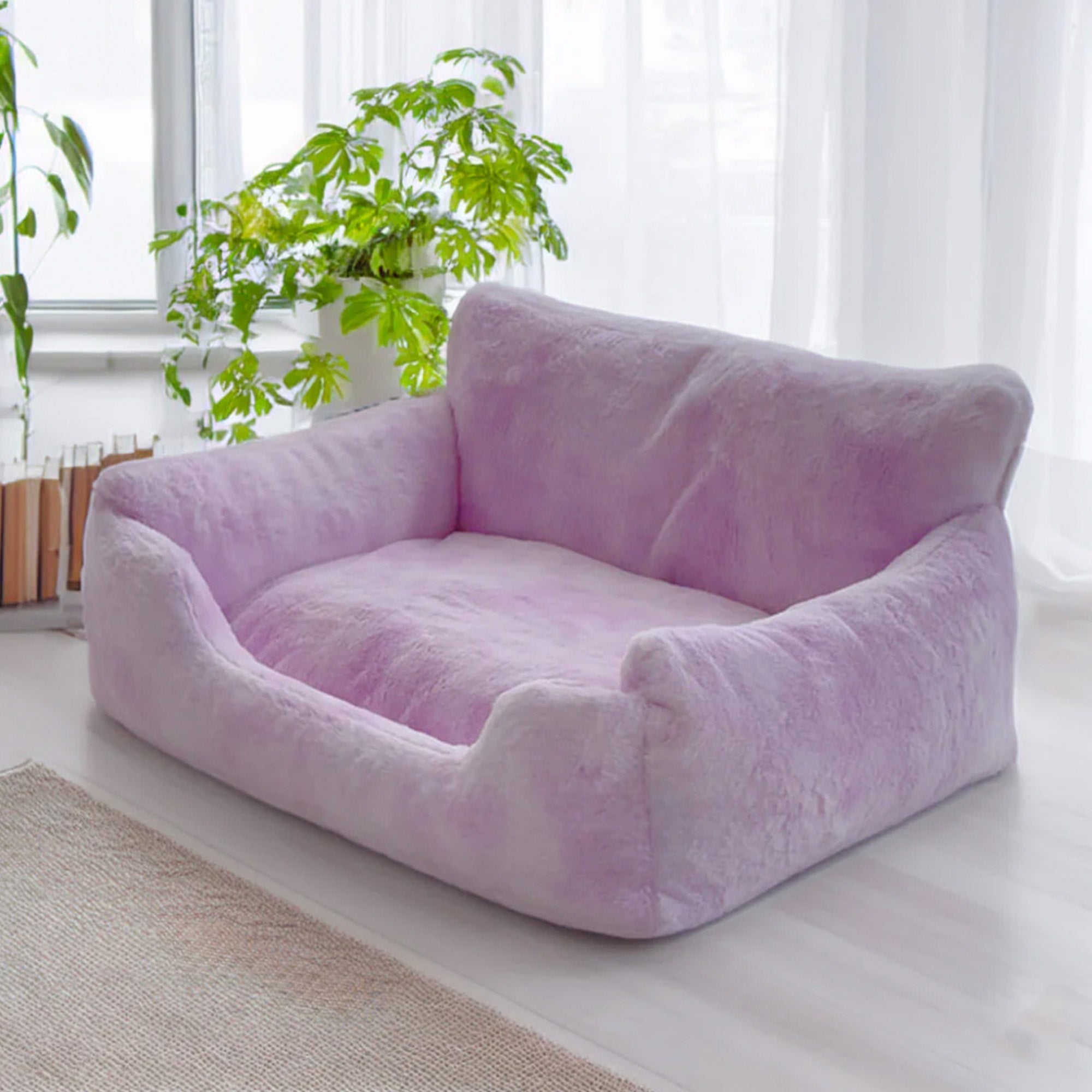 Dreamy Rainbow Plush Dog Sofa Bed Ultra Soft Cozy Washable