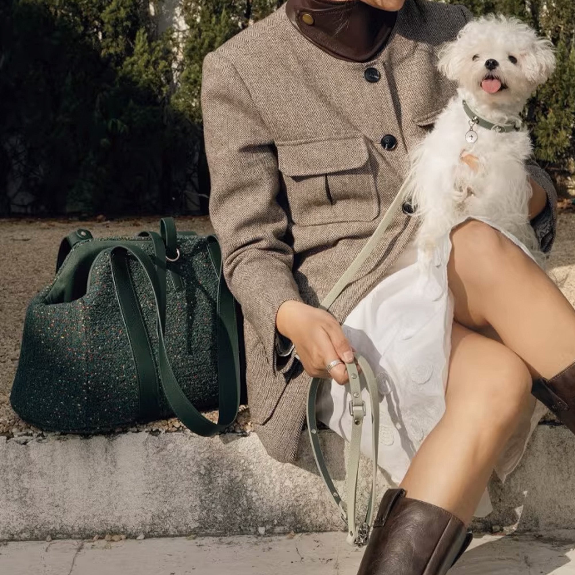Luxury Tweed Pet Tote – Stylish, Warm & Secure for Small Dogs & Cats