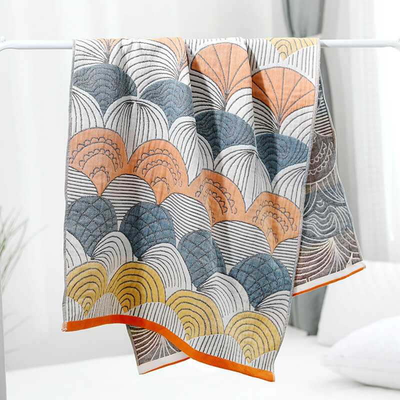Shell Print Jacquard Cotton Bath Towel 70x140cm