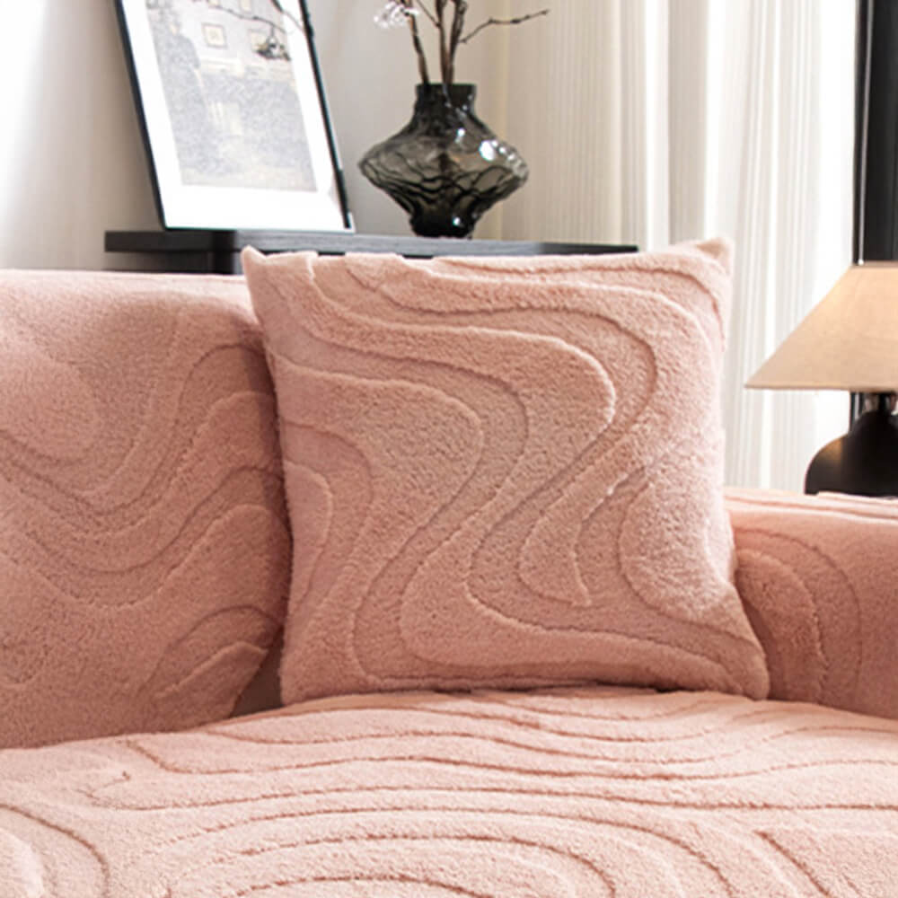 Warm Plush Curved Jacquard Non-Slip Sofa Protector Cover