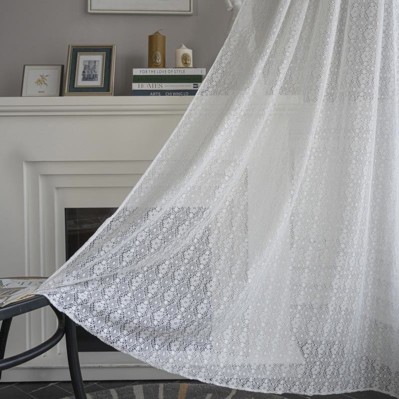 Jacquard Flower Hollow-Out Polyester Curtain