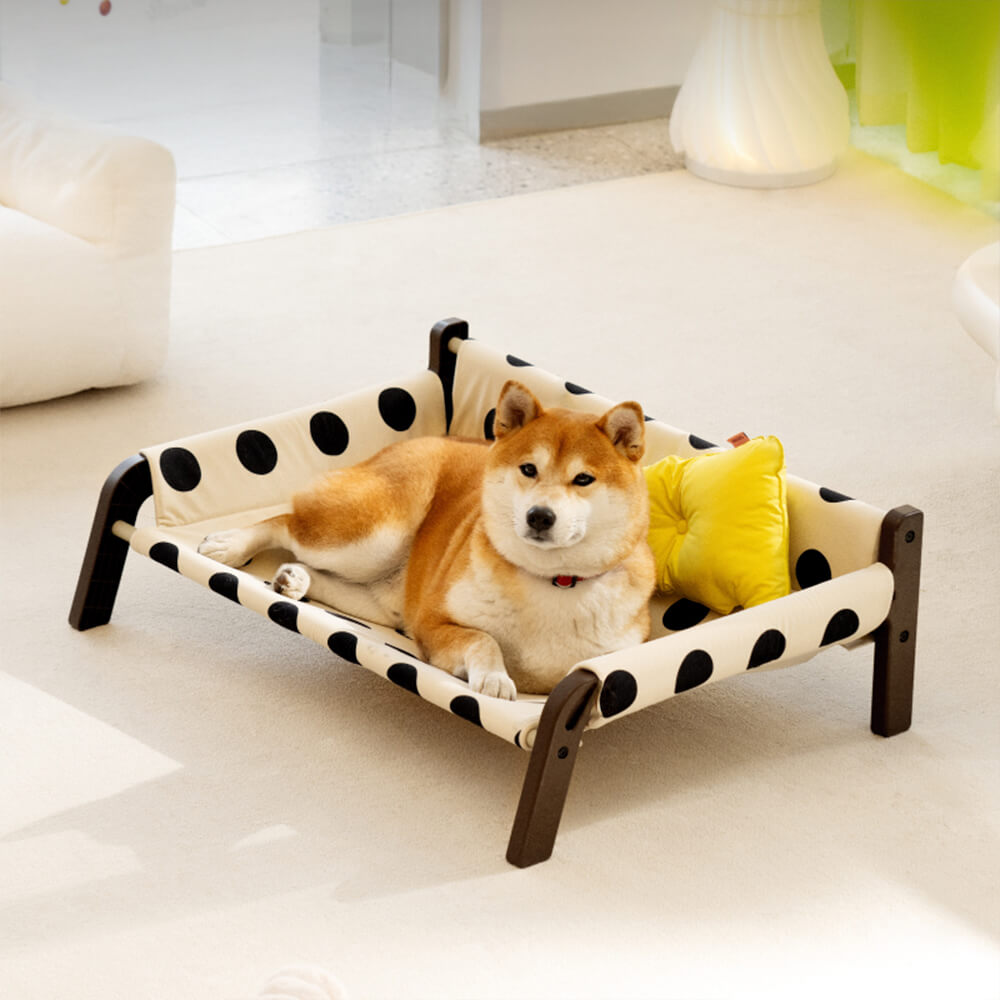 Polka Dot Frosted Suede Summer Cool Dog Bed Stylish Breathable