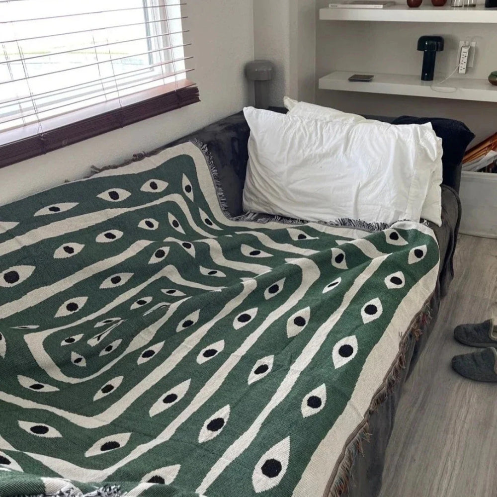 Cotton Snake Labyrinth Throw Blanket – Reversible Design