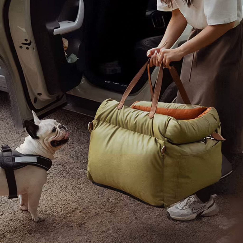 Faux Leather Dog Booster Bed – Stylish, Secure, and Comfortable