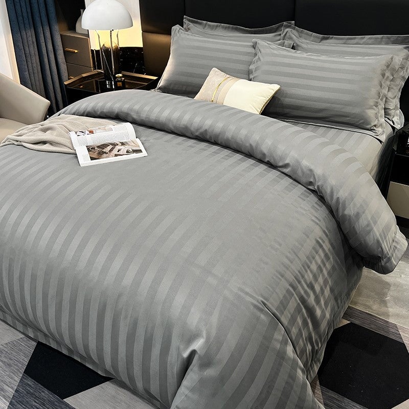 Nordic Luxe Hotel Striped Duvet Cover Set (Organic Cotton, 600 TC)