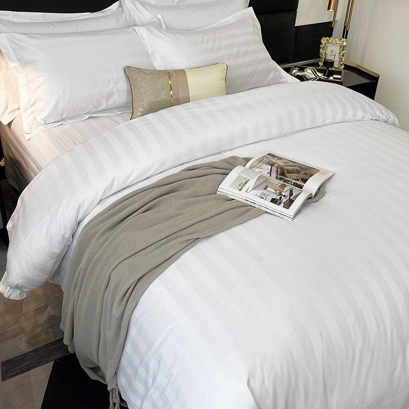 Nordic Luxe Hotel Striped Duvet Cover Set (Organic Cotton, 600 TC)