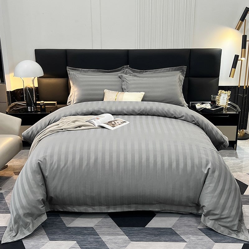 Nordic Luxe Hotel Striped Duvet Cover Set (Organic Cotton, 600 TC)