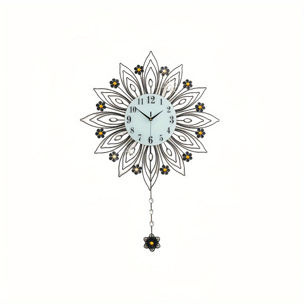 Elegant Floral Wall Clock with Luxurious Gold Accents