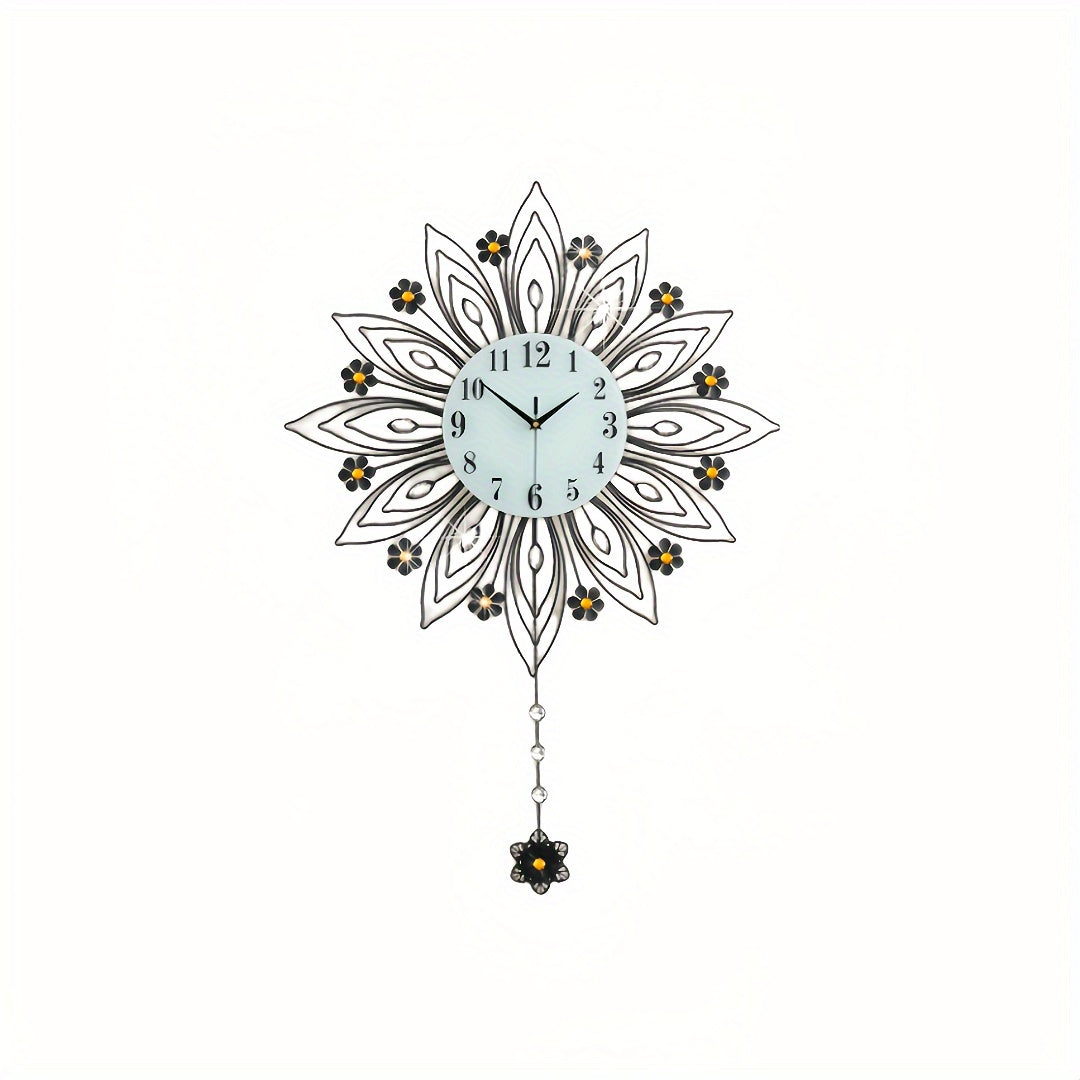 Elegant Floral Wall Clock with Luxurious Gold Accents