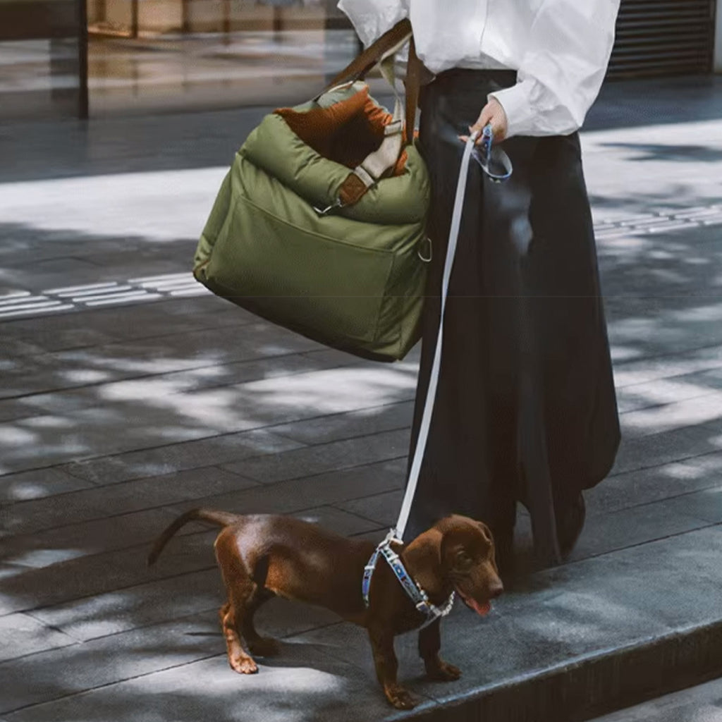 Faux Leather Dog Booster Bed – Stylish, Secure, and Comfortable