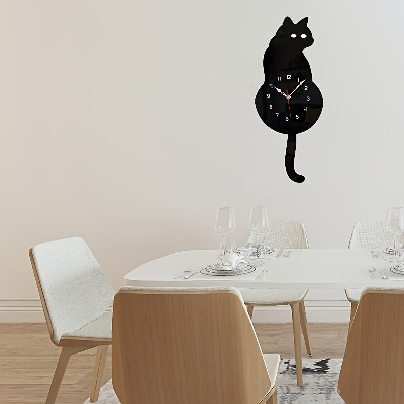SwingTail Timekeeper Cat Wall Clock with Silent Mechanism