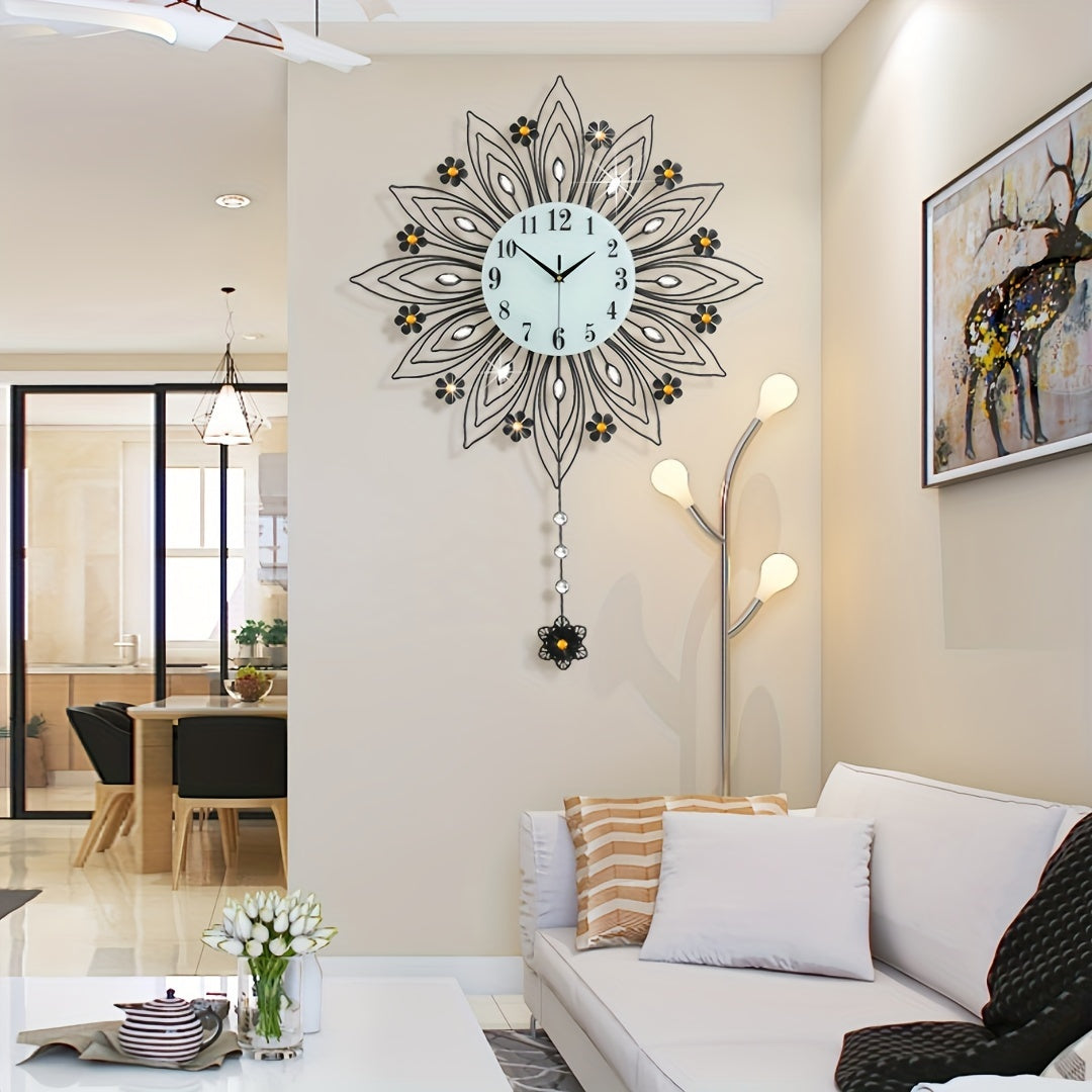 Elegant Floral Wall Clock with Luxurious Gold Accents