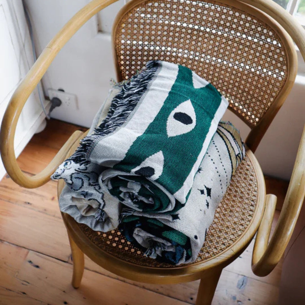 Cotton Snake Labyrinth Throw Blanket – Reversible Design