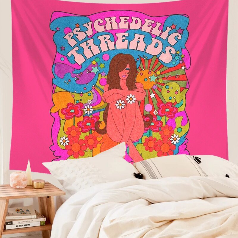 80's Retro Hippie Style Wall Hanging Tapestry 100% Polyester