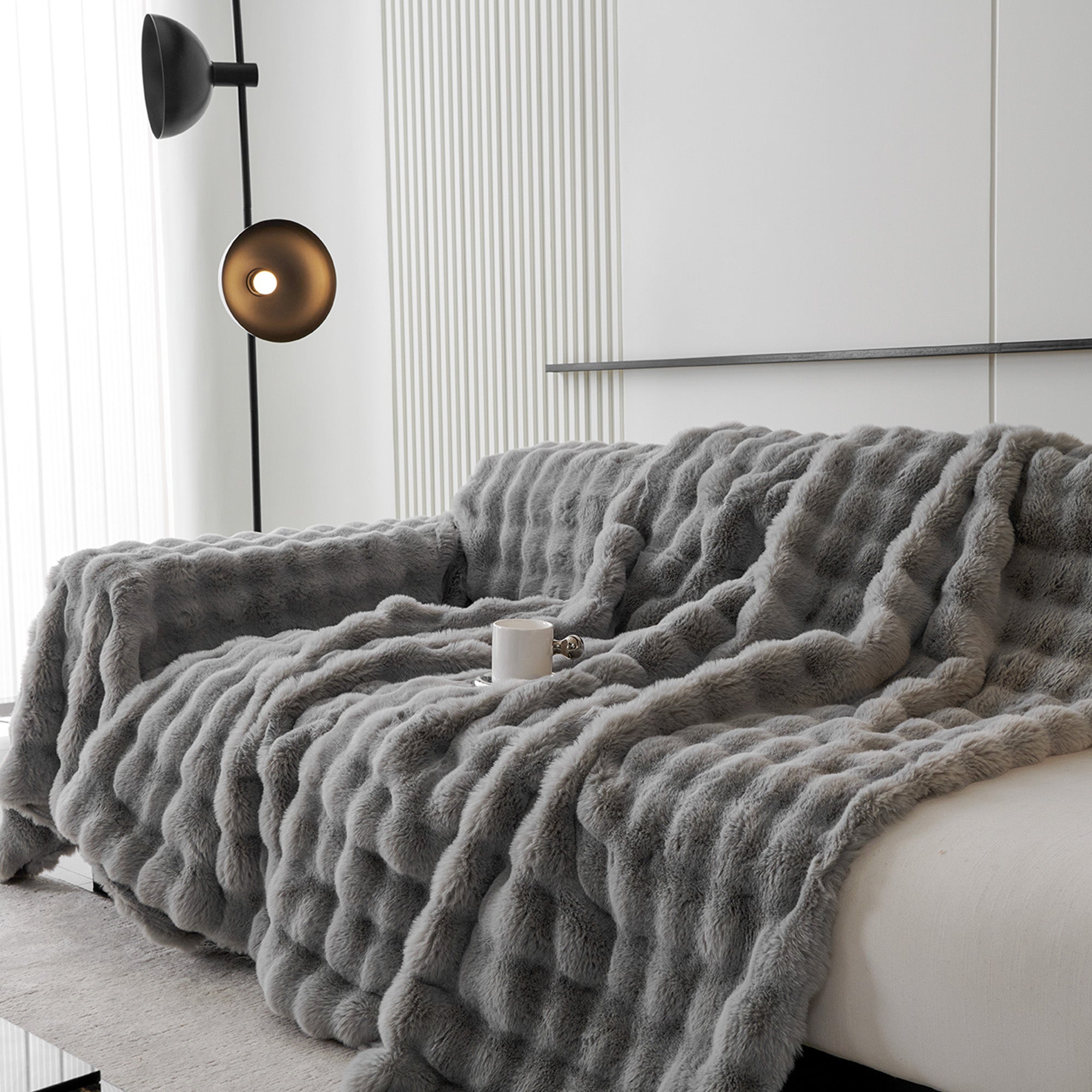 Luxe Ripple Faux Fur Sofa Cover - Modern, Stylish & Durable Sofa Protection