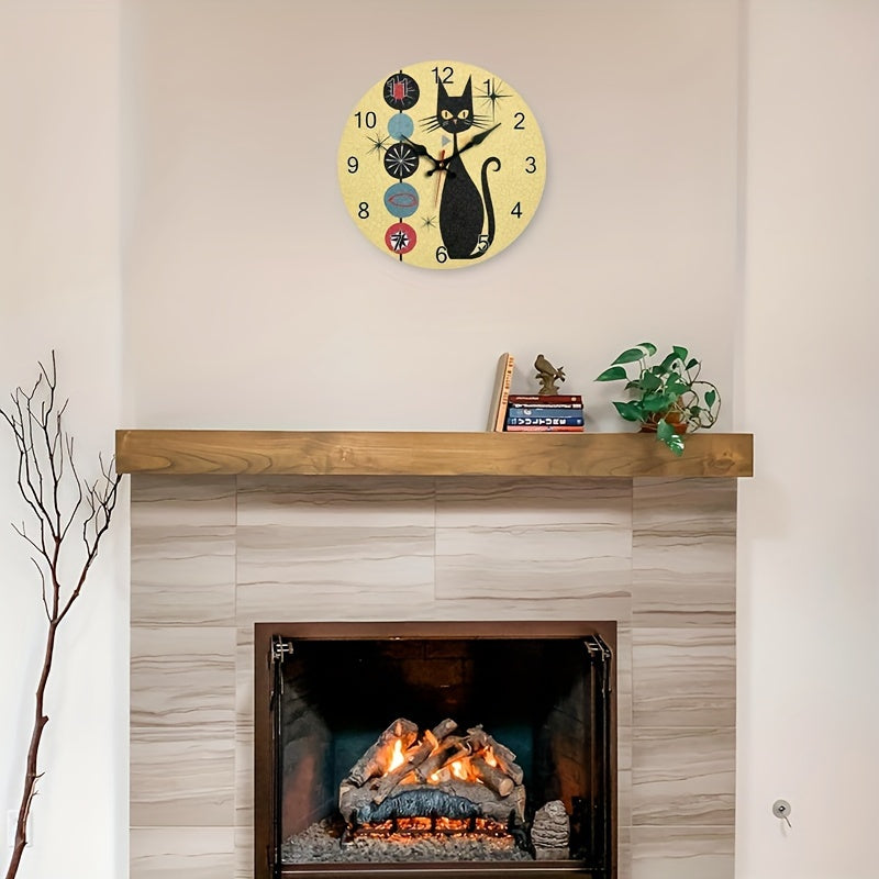 Elegant Cat Wooden Wall Clock