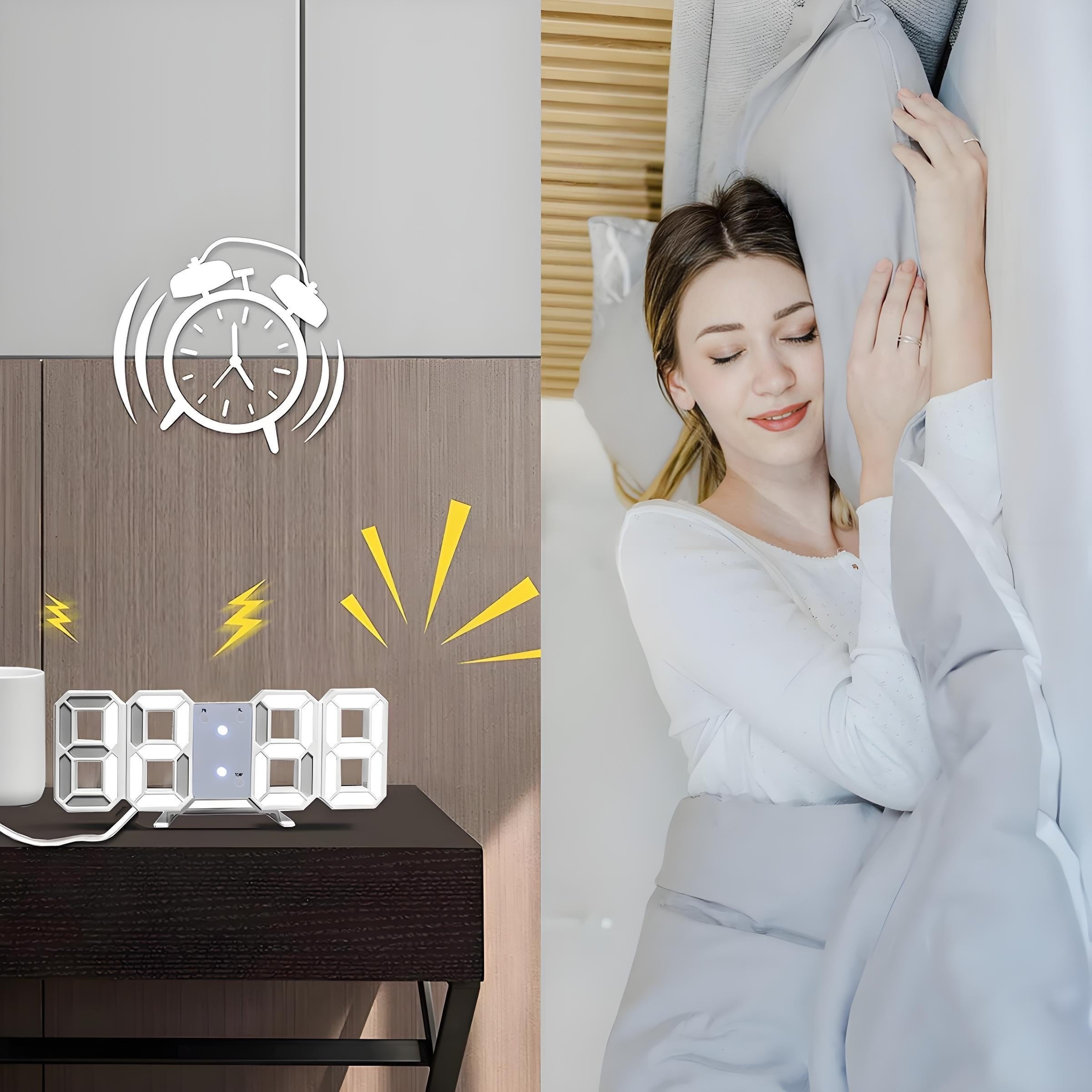 TimeSphere LED 3D Digital Clock with Calendar and Temp Display