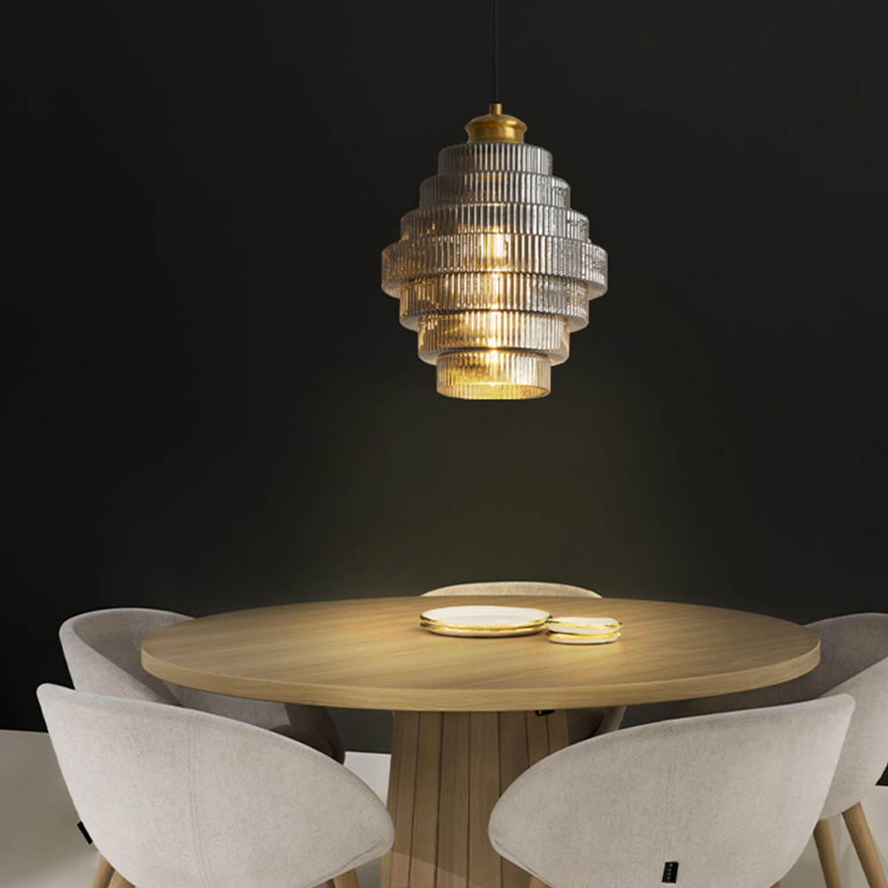 Stripped Glass Brass Pendant Light