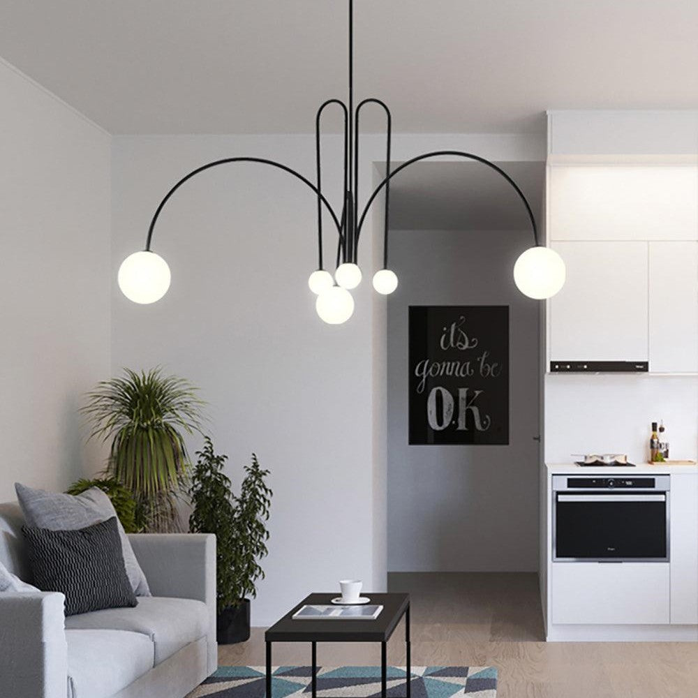 Art Deco Thin Glass Ball Chandelier
