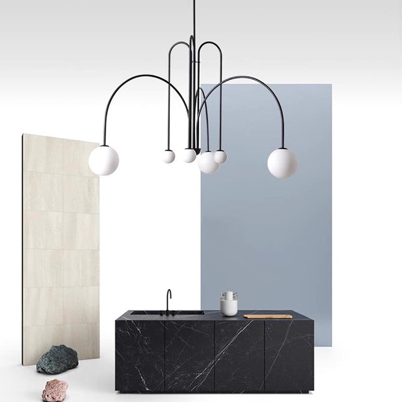 Art Deco Thin Glass Ball Chandelier