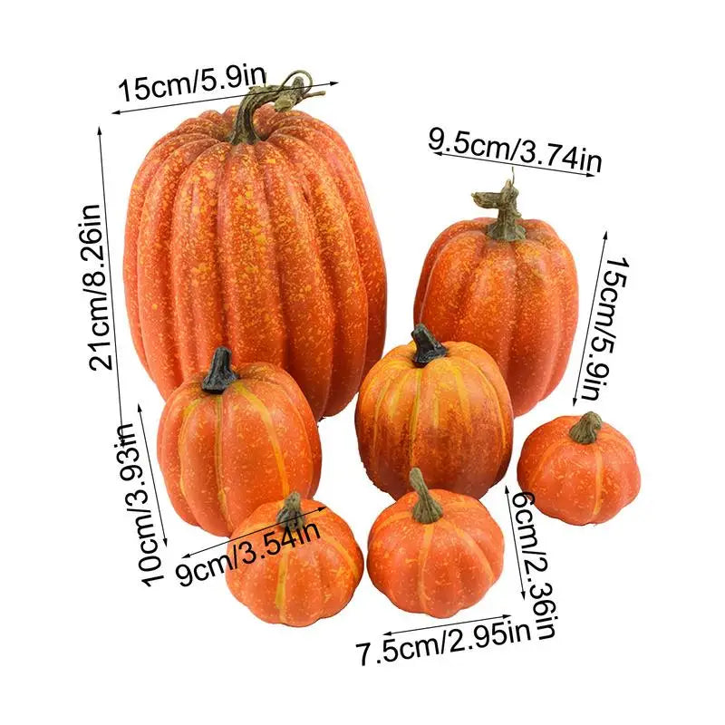 Set of 7 Faux Halloween Pumpkins
