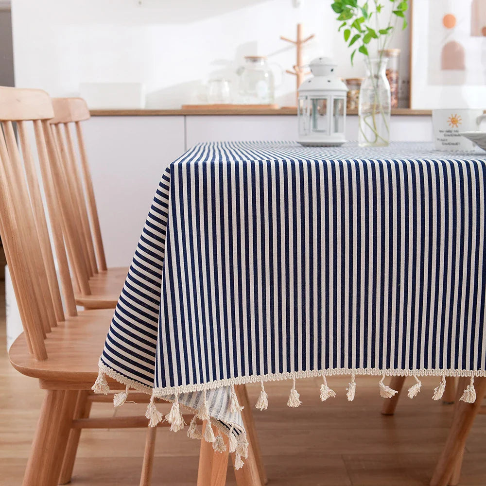 Pastoral Cotton Linen Tablecloth with Daisy Print Rectangular