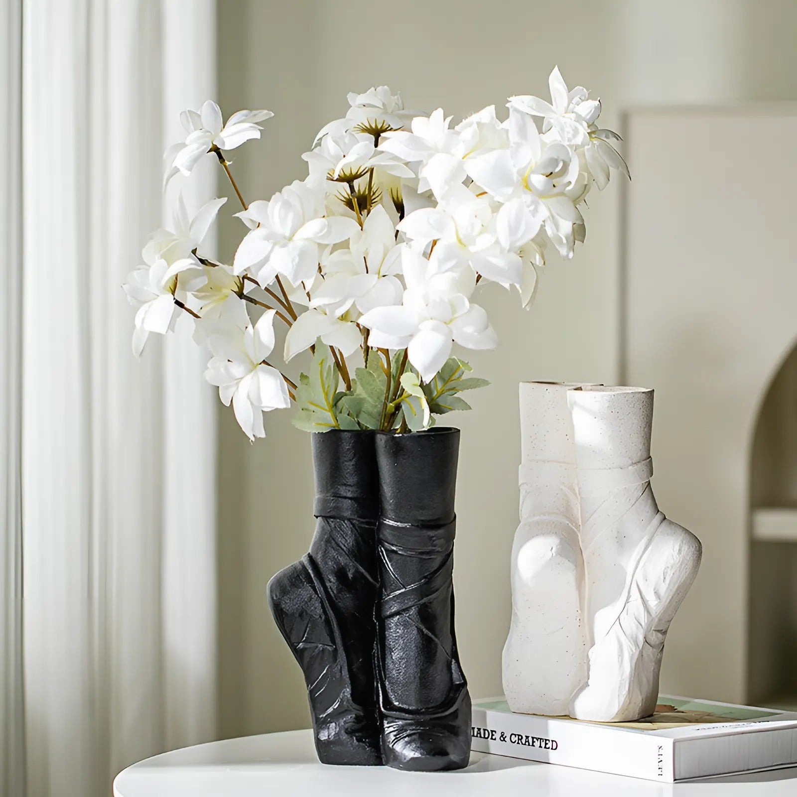 Ceramic Ballet Shoes Vase Sculpture for Elegant Home Decor
