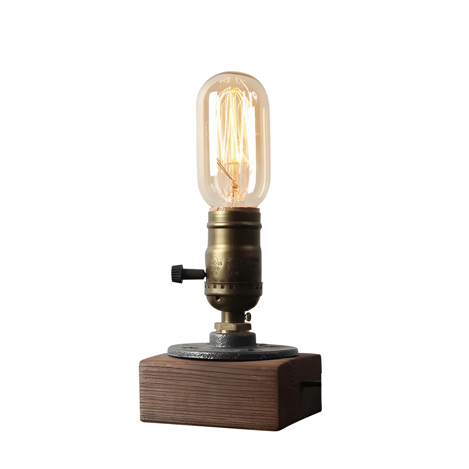 Retro Wood Industrial LED Table Lamp with Switch Design