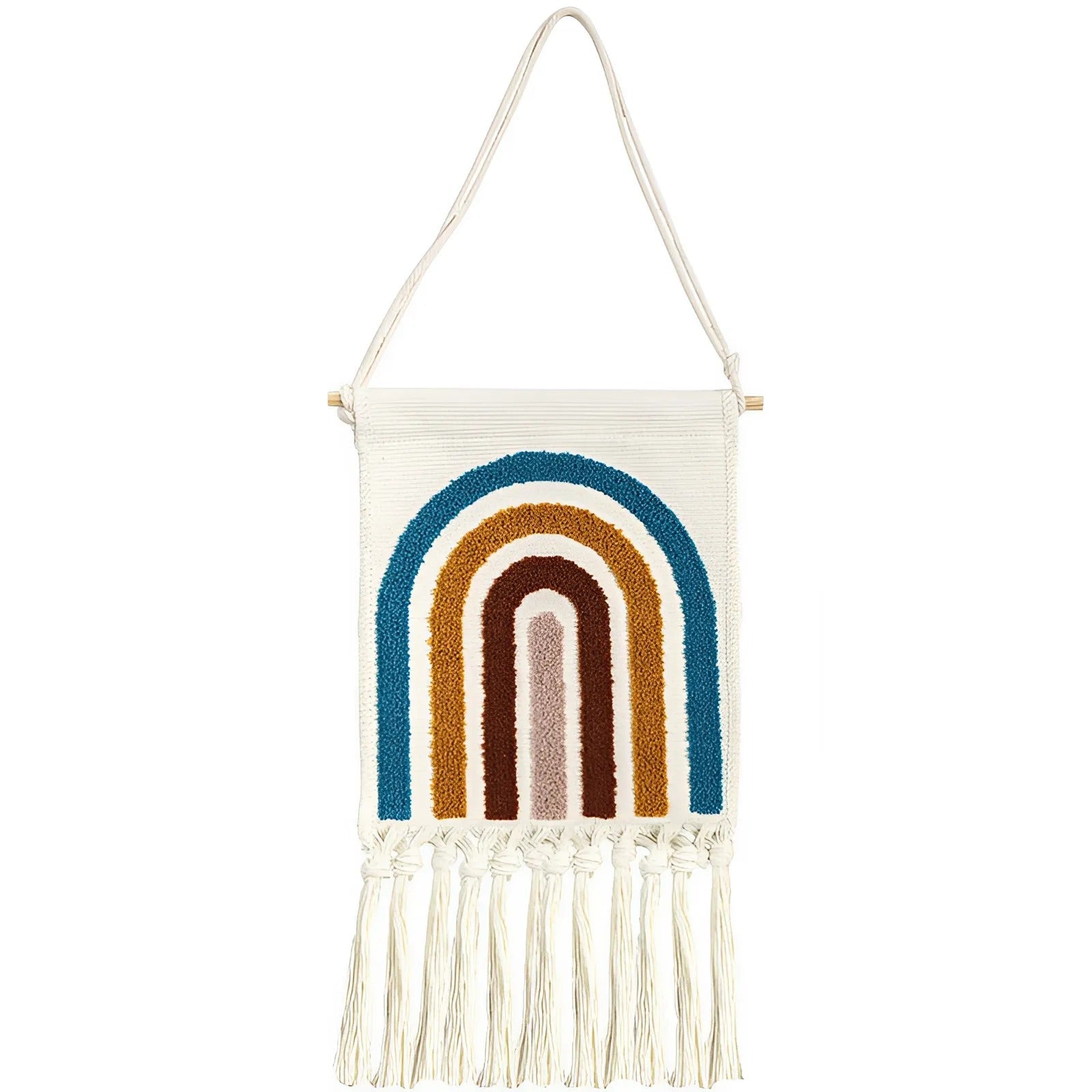 Boho Geometric Rainbow Tapestry - Tufted Wall Hanging Decor