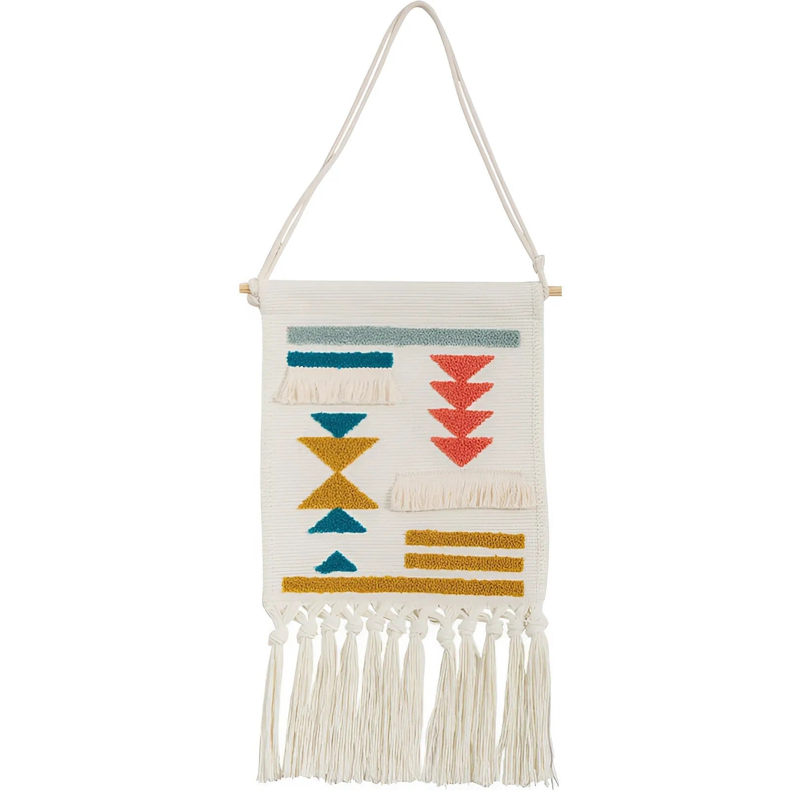 Boho Geometric Rainbow Tapestry - Tufted Wall Hanging Decor
